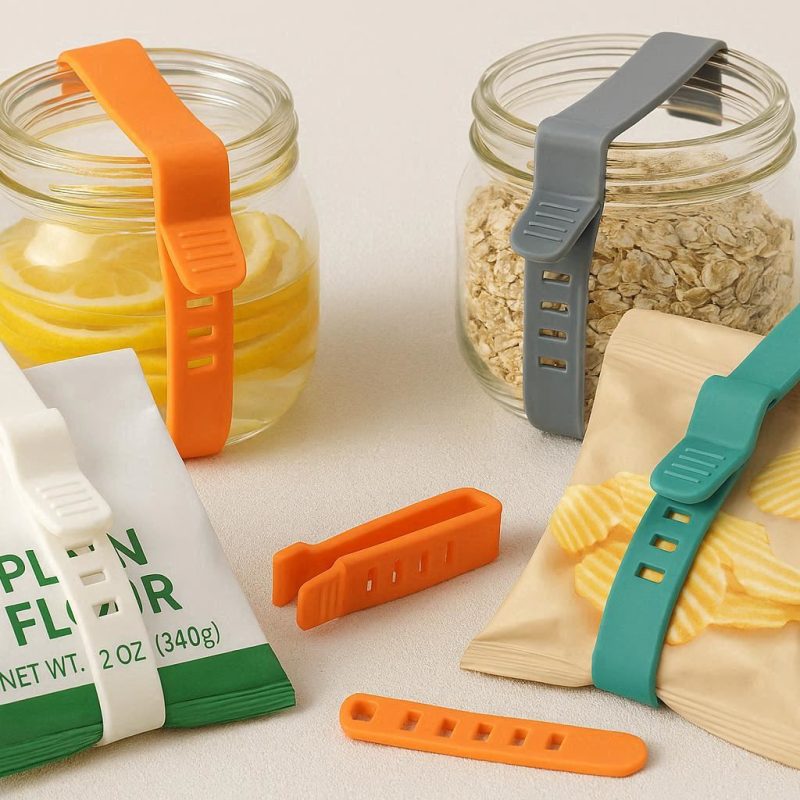 Adjustable Silicone Seal Clips for Wide Mouth Jars and Food Bag Sealing