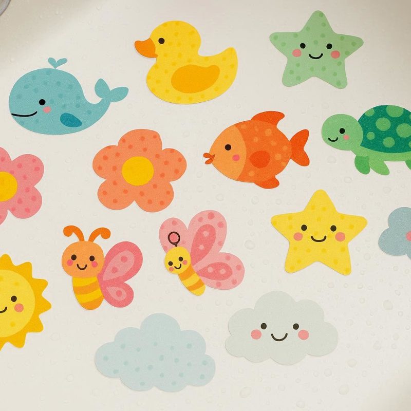 17 Non Slip Bathtub Stickers with Cute Patterns for Kids Bathroom Safety