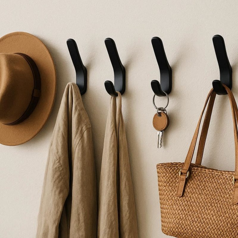 Stylish Wall Mounted Hooks Bedroom Coat Hat Bag Organizer Holders