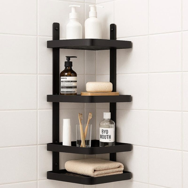 Corner Bathroom Shelf 4 Tier Floating Wall Mounted Storage Unit