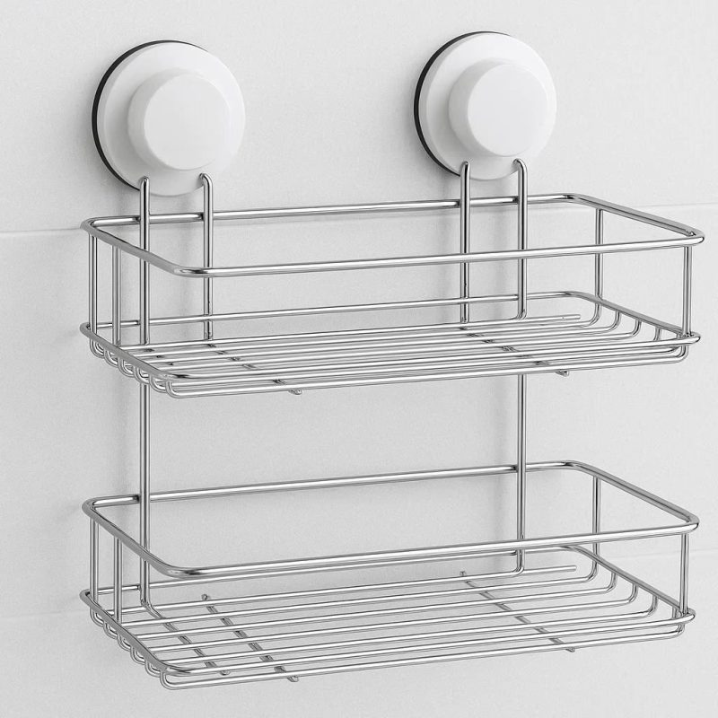 Shower Caddy Shelf with Suction Cups 2 Tier Bathroom Organizer
