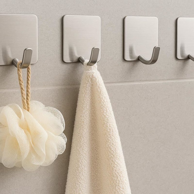 Self Adhesive Hooks for Shower Loofah Towel Rustproof Stainless Steel
