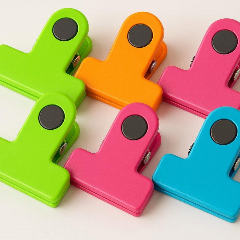 Colorful Plastic Seal Clips with Magnet for Kitchen Fridge and Pantry Organization